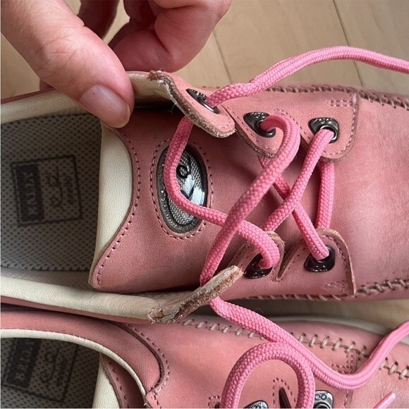 Bally Gulf 03 Leather Golf Laced Sneaker Shoes in Salmon Pink and White 6M - Picture 9 of 14